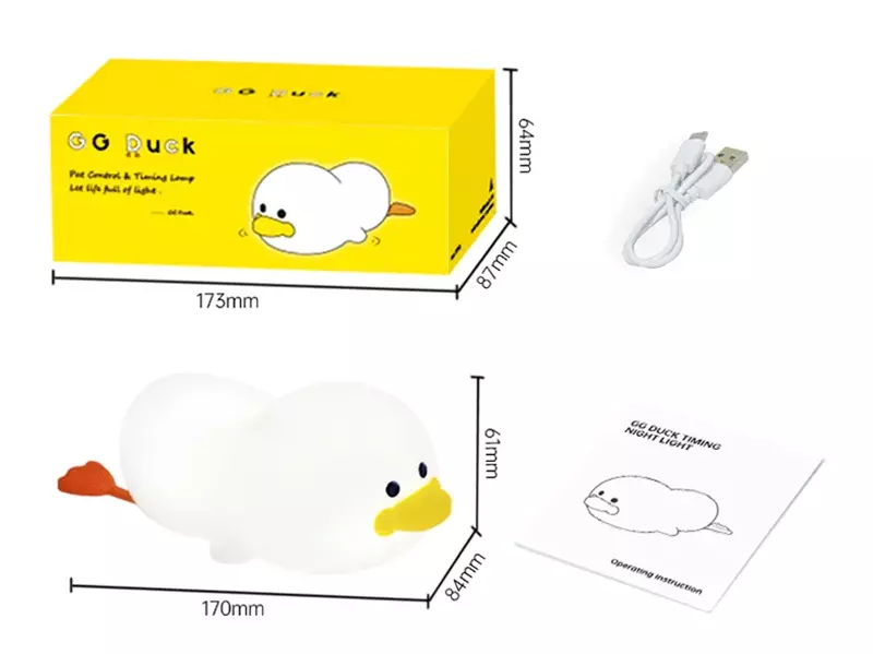 چراغ خواب فانتزی رومیز شارژی سیلیکونی Duck LED Night Lamp Silicone USB Rechargeable Sleeping light ZD-31