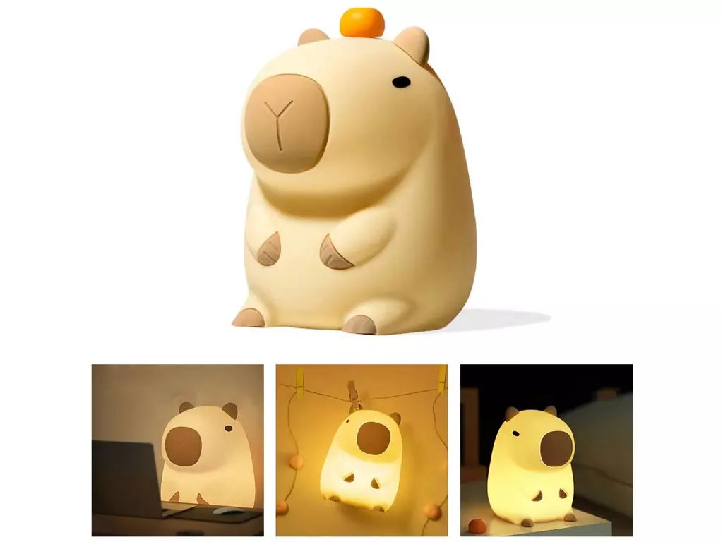 چراغ خواب رومیزی سیلیکونی شارژی New Capibara Silicone Night Light Sleeping DS-CPBR-01