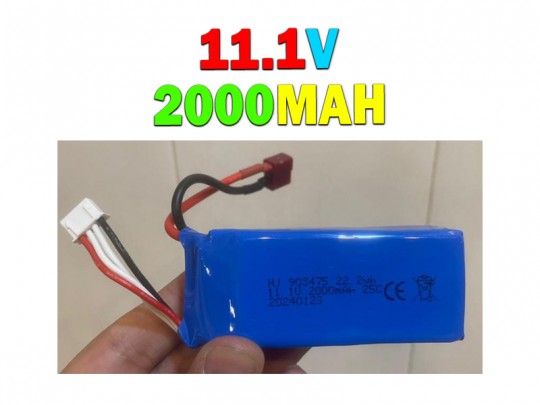 باتری سه سل  کوادکوپتر و هلیکوپتر سوکت t  با ولتاژ 11.1 ولت و  ظرفیت 2000 میلی آمپر