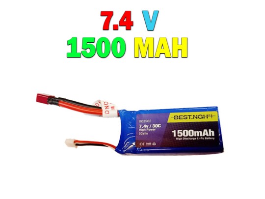 خرید باتری  کوادکوپتر با ولتاژ کاری 7.4 ولت و ظرفیت 1500 میلی آمپر سوکت T