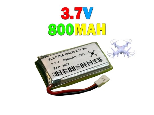 باتری لیتیوم پلیمری 3.7 ولت 800 میلی آمپر