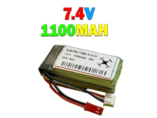 باتری لیتیوم پلیمر 7.4 ولت 1100 میلی آمپر کوادکوپتر