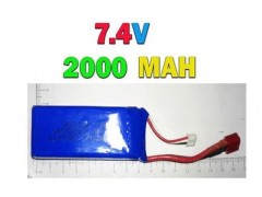 باطری لیتیوم پلیمر 2000 میلی آمپر (2000MAH)  7.4 ولت با سوکت t