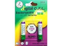 خرید پک دو عددی باتری شارژی قلمی با ظرفیت 1850 میلی آمپر از شرکت cfl