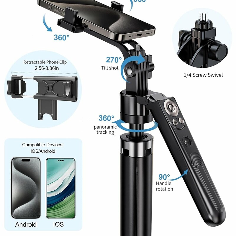 هولدر و سه پایه هوشمند 360 درجه برند آرتاکو 360 degree intelligent holder and tripod of RTAKO brand