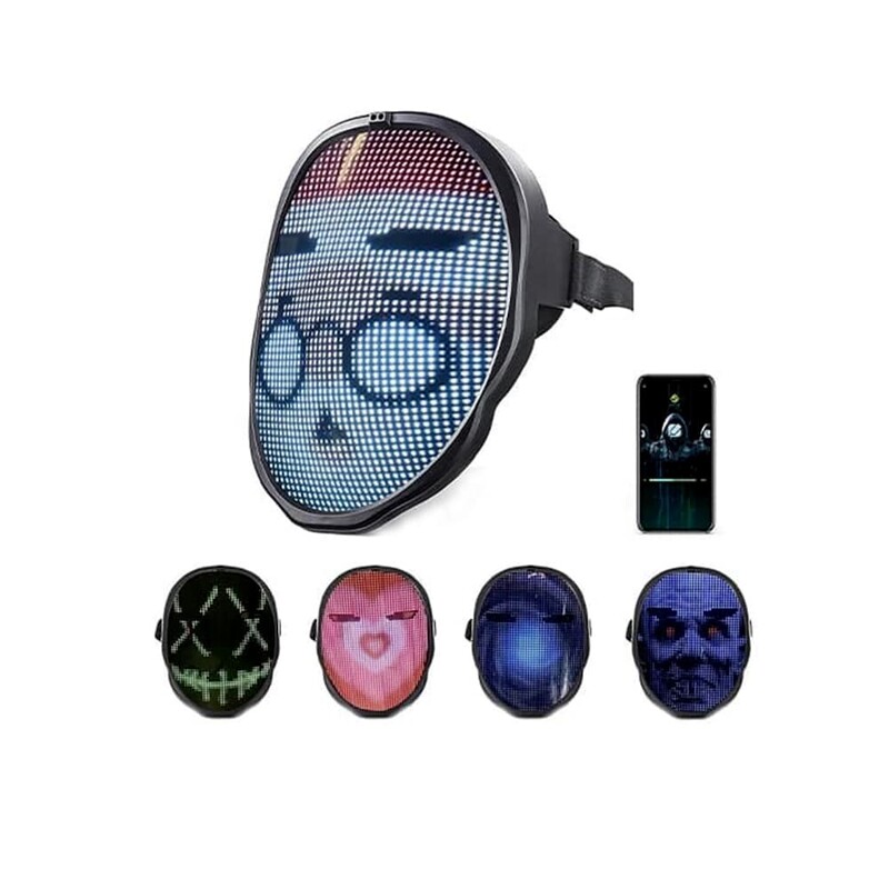 ماسک صورت LED پاور بانک دار Full Color LED Face Mask With Bluetooth and Powerbank