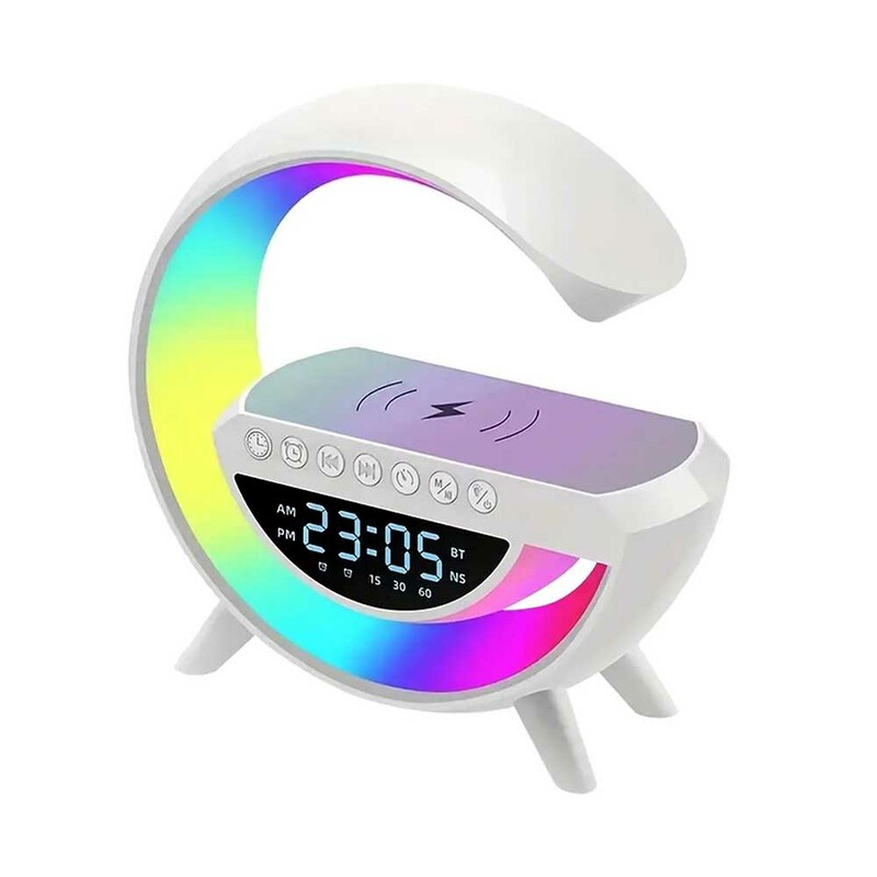 اسپیکر و ساعت وایرلس شارژ RGB دار Speaker and wireless clock with RGB charge