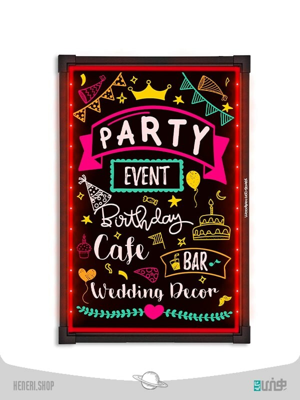 تخته سیاه نئونی 30×40 سانتی متر با نور ال ای دی Blackboard with LED light
