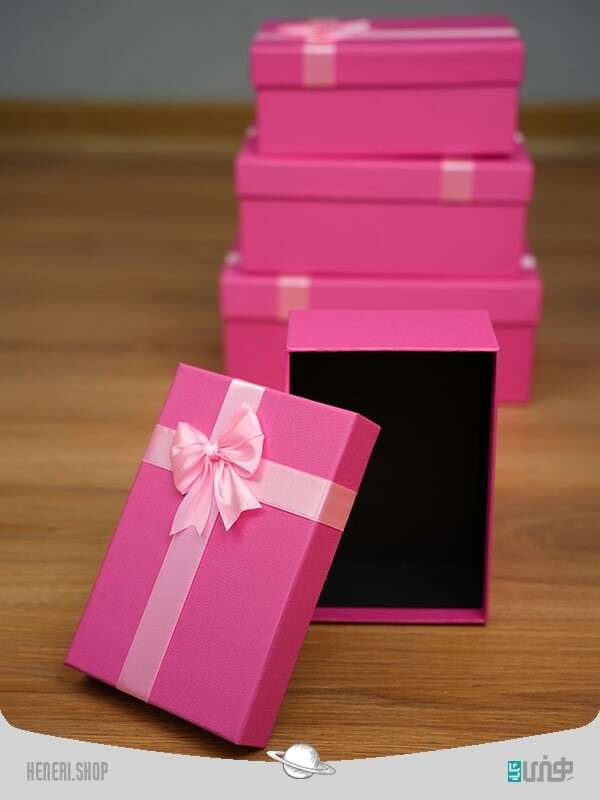 جعبه هدیه مستطیلی صورتی(4 سایز) Pink rectangular gift box