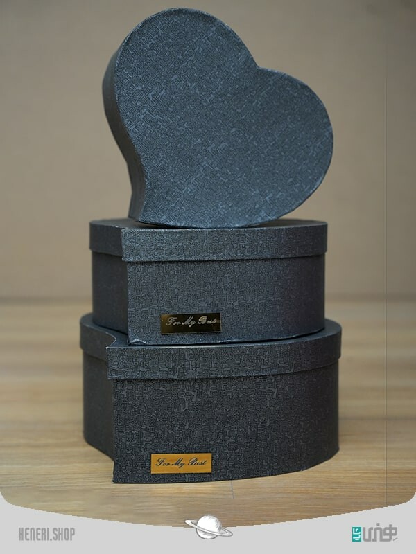 جعبه طرح قلب قهوه ای 3 سایز Brown heart design box