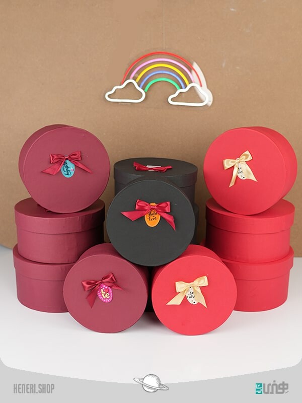 باکس هدیه دایره ای قرمز (4سایز)Red circular gift box
