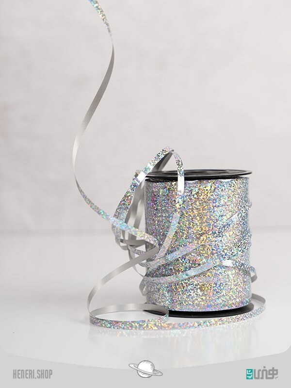 ربان متالایز اکلیلی نقره ای Silver wreath metallized ribbon