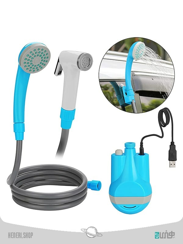 دوش شارژی کمپینگ همراه با سطل تاشو Rechargeable camping shower