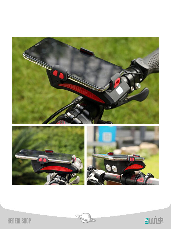 هولدر دوچرخه به همراه پاوربانک و چراغ قوه