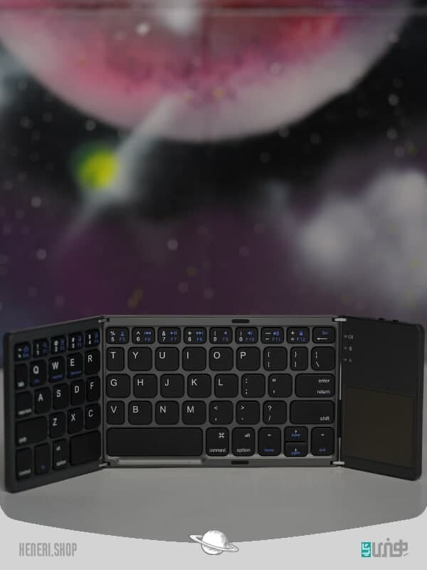 کیبورد بلوتوثی تاشو همراه با صفحه لمسی Mini BT Wireless Keyboard with Touchpad Mous Foldable Bluetooth Keyboard