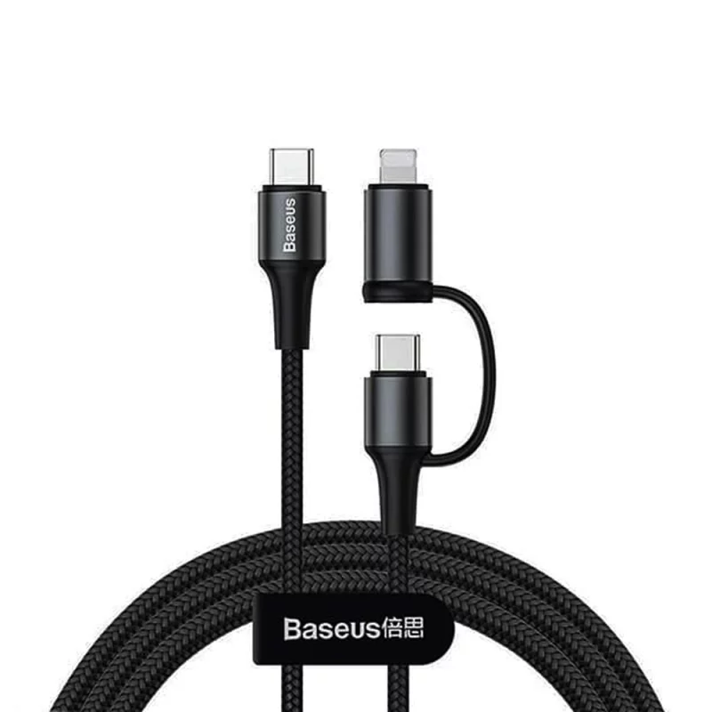 کابل سریع دو سر تایپ سی و لایتنینگ باسئوس Baseus Twin 2in1 60W PD Quick Charging cable 1m