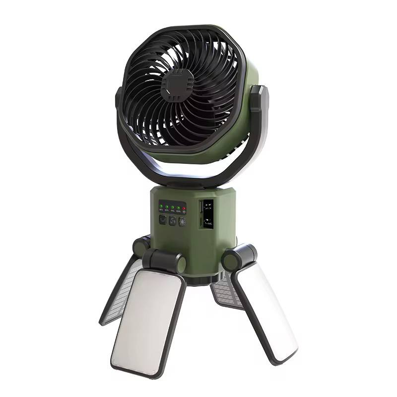 فن خورشیدی 3 کاره با باتری 6000mAh و نور LED 3-function solar fan with 6000mAh battery and LED light