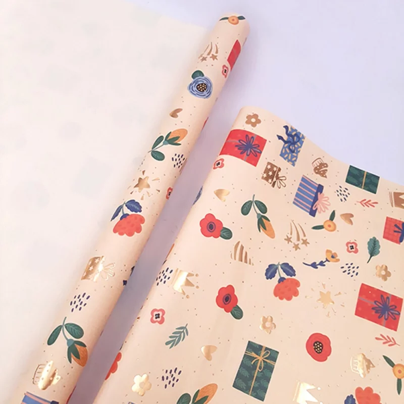کاغذ کادو طلاکوب طرح گل  Gift wrap with flower design