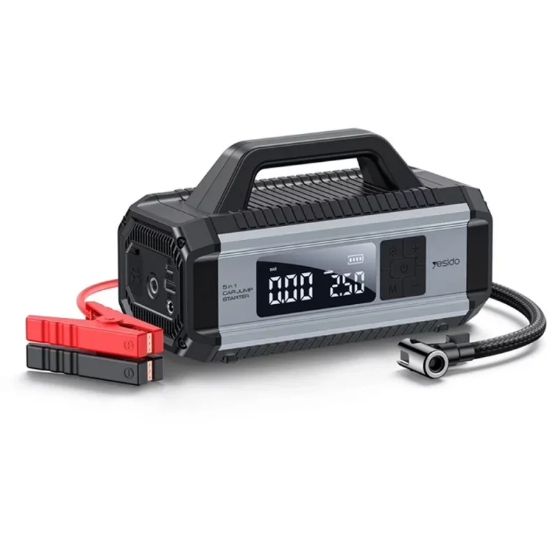 پمپ باد و استارتر 10000 چند منظوره 5 در 1  برند یسیدو YESIDO VC13 5 in 1 Car Jump StarterTire Inflator Pump 10000mAh Power Bank
