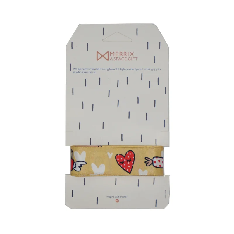 ربان فانتزی سایز 2 طرح قلب و شکلات  Ribbon with  Chocolate and  heart