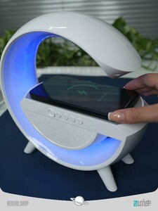 اسپیکر و ساعت زنگدار RGB دار و وایرلس شارژ Speaker and alarm clock with RGB and wireless charging