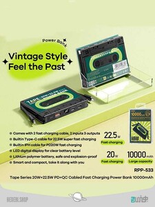 پاوربانک 10000 میلی آمپر به همراه 2 کابل لایتنینگ و تایپ سی ریمکس 10000 mAh power bank with 2 lightning cables and Type-C Remax