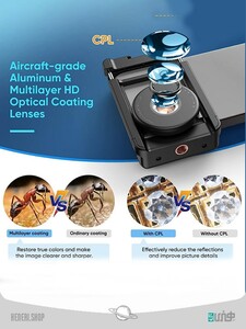 لنز ماکرو میکروسکوپی 100X CPL اپیکسل قابل حمل تلفن همراه Portable 100X CPL Macro Microscope Lens