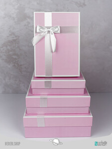 جعبه هدیه مستطیلی صورتی پاستیلی(4 سایز) Pastel pink rectangular gift box