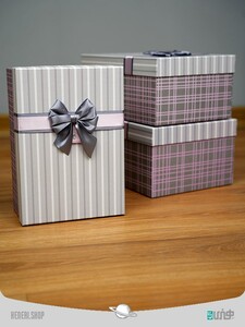 جعبه هدیه مستطیلی طوسی (3 سایز) Gray rectangular gift box