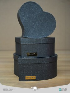 جعبه طرح قلب قهوه ای 3 سایز Brown heart design box