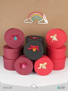 باکس هدیه دایره ای قرمز (4سایز)Red circular gift box