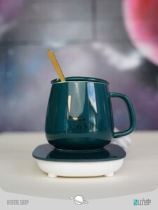 ست هدیه لیوان و بشقاب حرارتی هوشمند letter ceramic 55 degree constant temperature warm intelligent heating pad cup