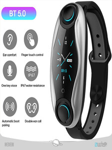 LEMFO LT04 T90 Smart watch Fitness Bracelet Wireless Bluetooth Earphone 2 In 1