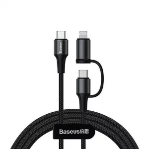 کابل سریع دو سر تایپ سی و لایتنینگ باسئوس Baseus Twin 2in1 60W PD Quick Charging cable 1m