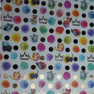 کاغذ کادو طرح تاج و گربه   gilded gift paper with cat  design