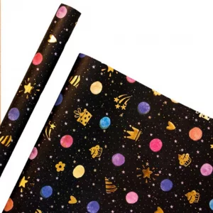 کاغذ کادو طلاکوب طرح ستاره و تاج    gilded gift paper with star and crown design