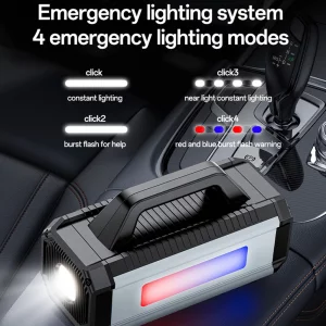 پمپ باد و استارتر 10000 چند منظوره 5 در 1  برند یسیدو YESIDO VC13 5 in 1 Car Jump StarterTire Inflator Pump 10000mAh Power Bank