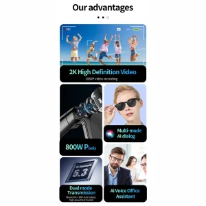 عینک هوشمند دوربین دار مدل AI Smart Glasses CY01
