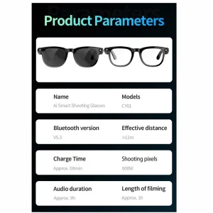 عینک هوشمند دوربین دار مدل AI Smart Glasses CY01