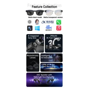 عینک هوشمند دوربین دار مجهز به هوش مصنوعی Aimb-G2 Smart Glasses Camera Bluetooth Call AI Translation