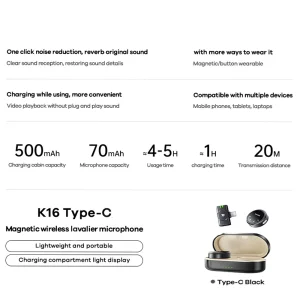 میکروفون 2 در 1 بی سیم ریمکس مدل Remax  wireless 2 in 1 microphone K16