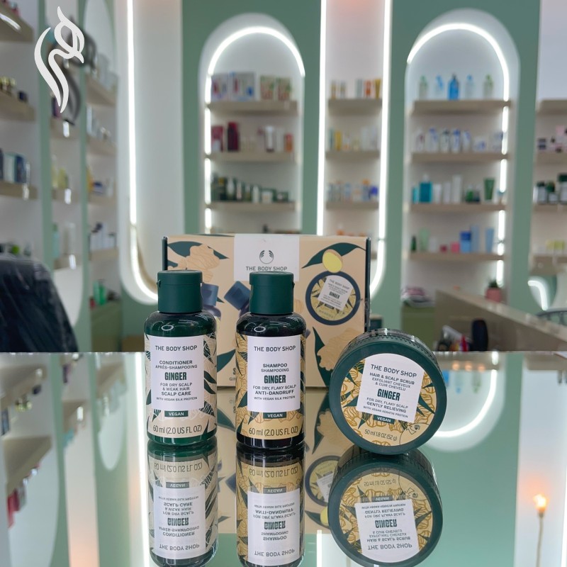 کیت درمان پوست سر و مو خشک بادی شاپ the body shop