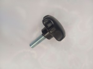 پیچ خروسکی فلکه ای 12 هفت پر قطر دسته پلاستیکی 60 mm طول رزوه 40 mm