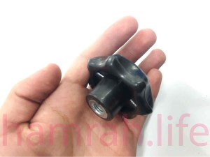 مهره خروسکی فلکه ای 10 هفت پر قطر دسته پلاستیکی 60 mm