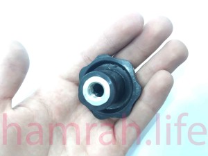 مهره خروسکی فلکه ای 10 هفت پر قطر دسته پلاستیکی 45 mm