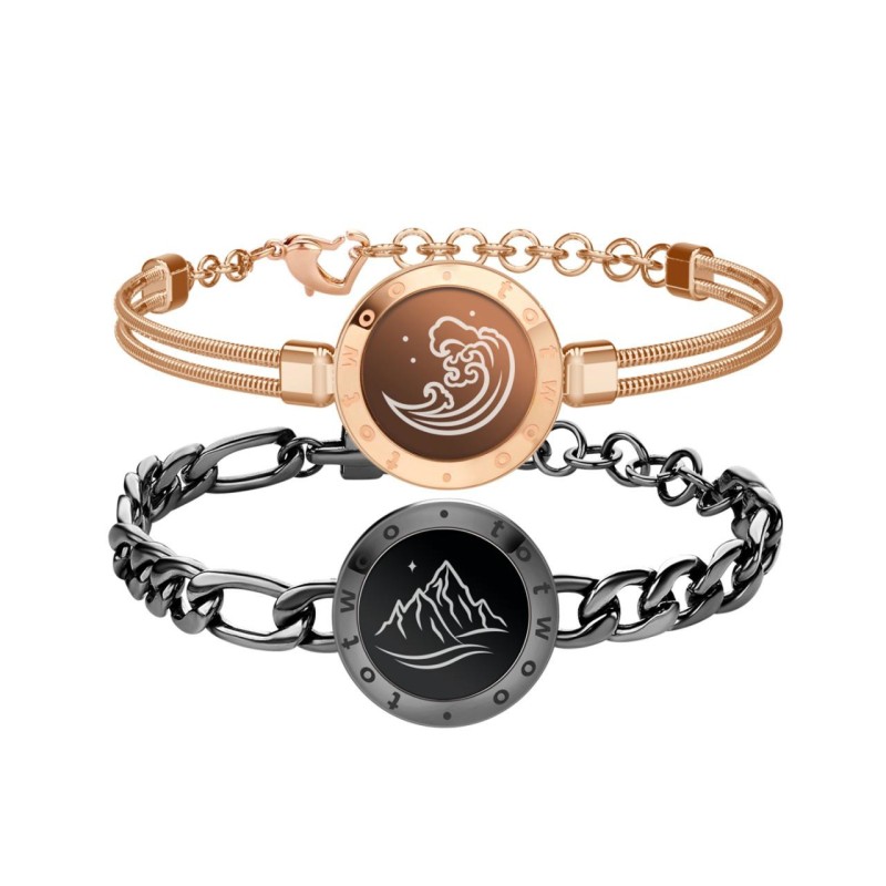 دستبند لمسی هوشمند توتو طرح کوه و دریا مشکی و طلایی | ست عاشقانه شماره ۳۵