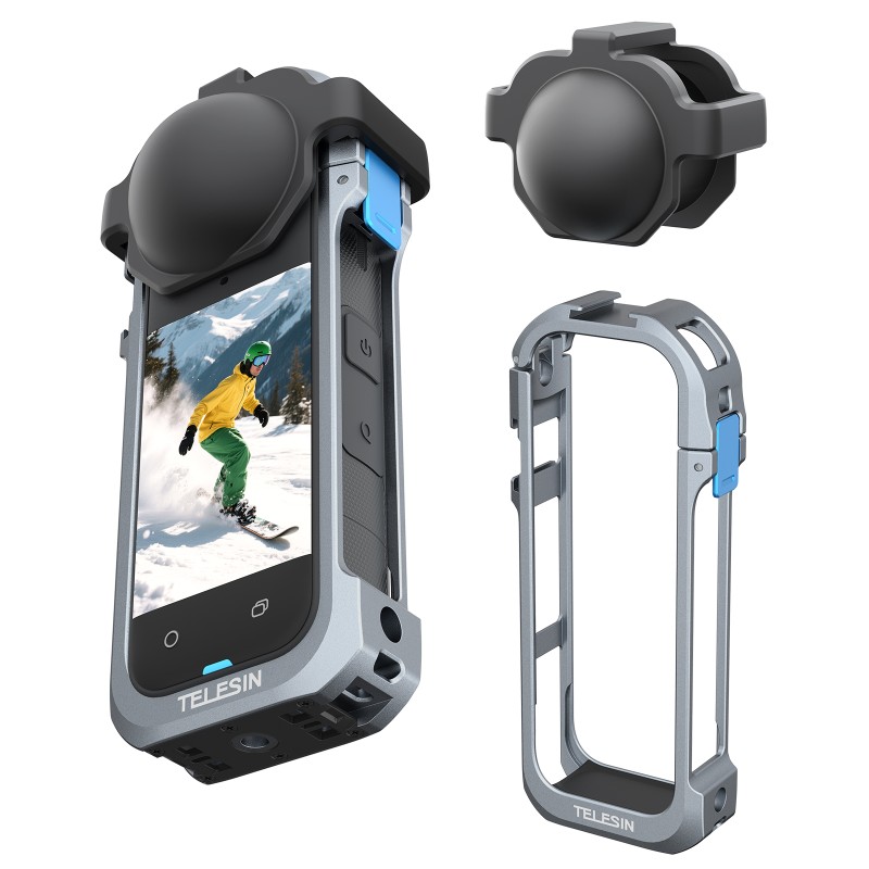 قاب محافظ فلزی Insta360 X5 تلسین با فریم آلومینیومی مقاوم مدل S6-FMS-19-TIS