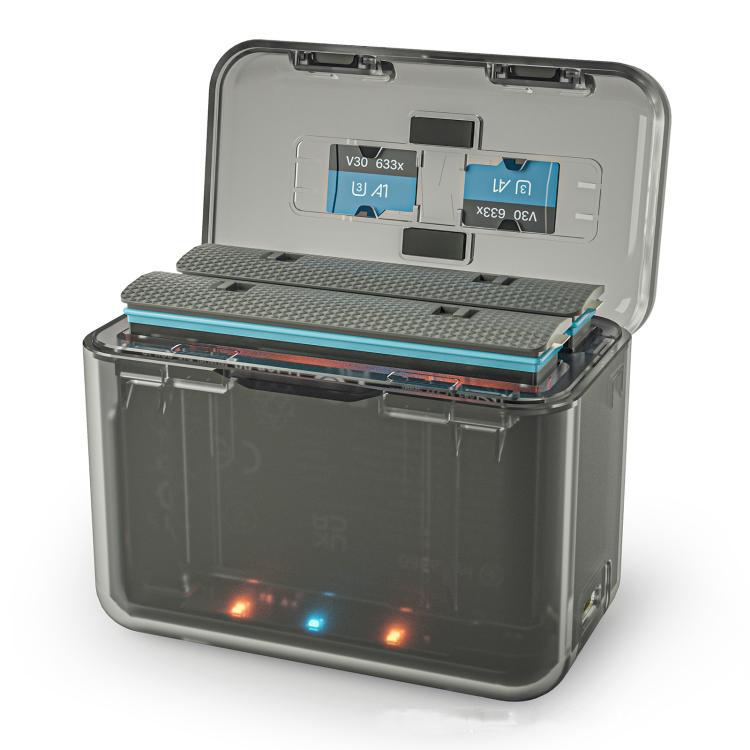 هاب شارژ باتری و قاب محافظ دو کاناله SYMIK مخصوص Insta360 X4 با LED مدل X4CC-B (TBD0606373401A)