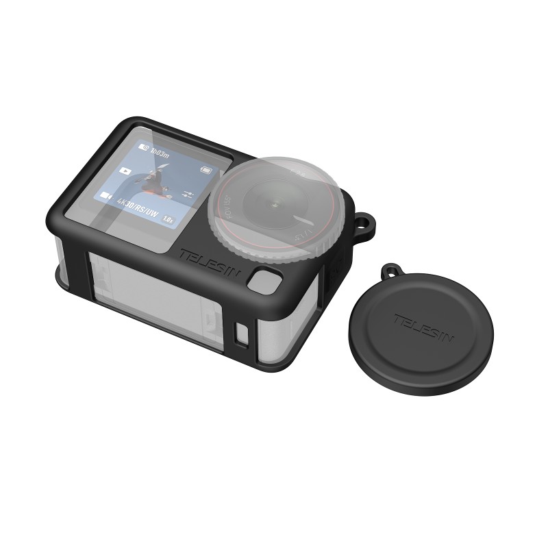 قاب سیلیکونی محافظ DJI Osmo Action 6 به همراه درپوش لنز TELESIN مدل S6-PTC-11 (مشکی)