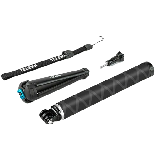 مونوپاد سلفی فیبر کربنی TELESIN 0.9M با پایه سه پایه آلومینیومی برای دوربین های اکشن مدل GP-MNP-90T